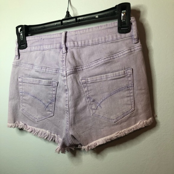 BullHead High Rise Purple Jean Frayed Shorts 1 Jr - Picture 7 of 7